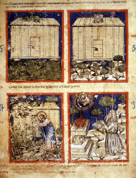 Noahs Ark, Miniature taken from codex 212 (or padovano codice or Bible of Padua
