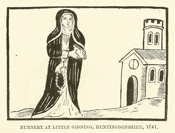 Nunnery at little gidding, Huntingdonshire, 1641 (engraving)
