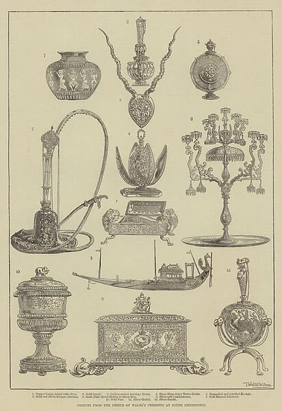 Objects from the Prince of Waless Presents at South Kensington (engraving)