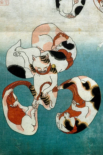 Octopus Series Cats forming written Characters (Neko no ateji), c. 1842