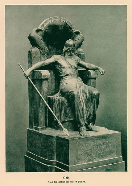Odin, god of Norse mythology (litho)