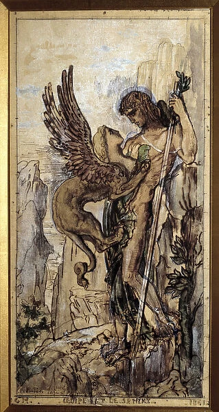 Oedipus and the Sphinx Painting by Gustave Moreau (1826-1898) 1861 Paris