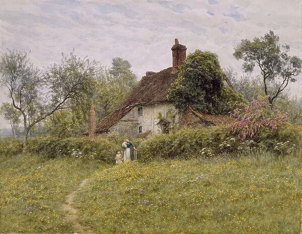 Old Cottages at Pinner, 1895 (w  /  c on paper)