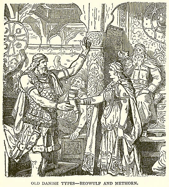 Old Denish Types--Beowulf and Methorn (engraving)
