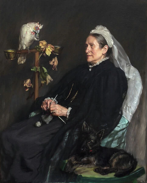 Old Lady and Her Pets, Posed by Mrs. William Sommerville, 1901 (oil on canvas)