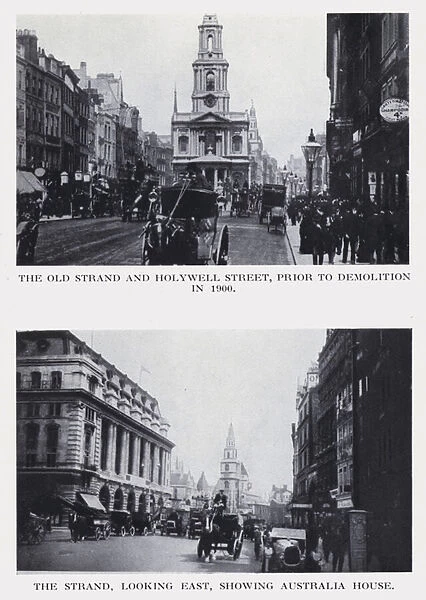 The old Strand and Holywell Street, prior to demolition in 1900; The Strand, looking east, showing Australia House (b  /  w photo)