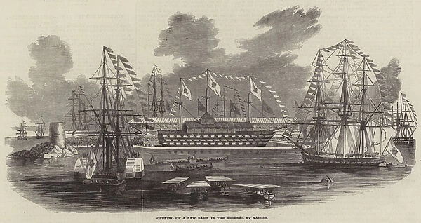 Opening of a New Basin in the Arsenal at Naples (engraving)