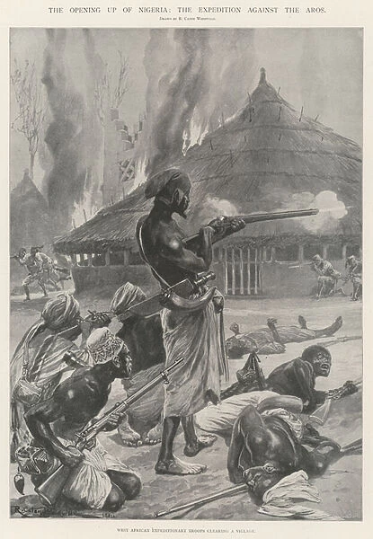 The Opening up of Nigeria, the Expedition against the Aros (litho)