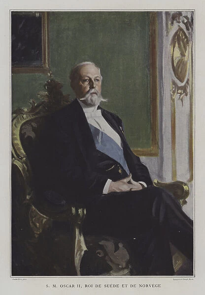 Oscar II, King of Sweden and Norway (colour litho)