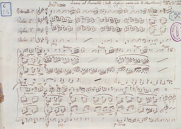 Page of the sheet music for Symphony no 6 in F major, opus 68, by Ludwig van Beethoven