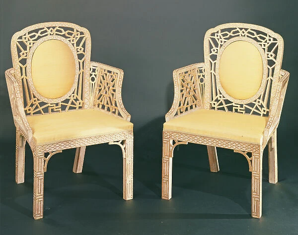 Pair of Chinese Chippendale chairs, c. 1770