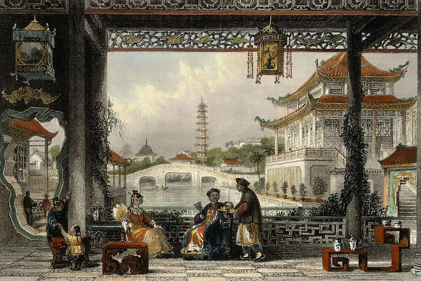 Pavilion and Gardens of a Mandarin near Peking, from China in a Series of Views