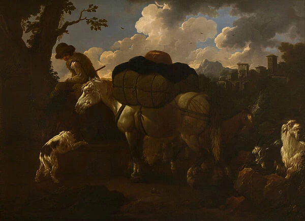 A peasant scene, c. 1677-1706 (oil on canvas)