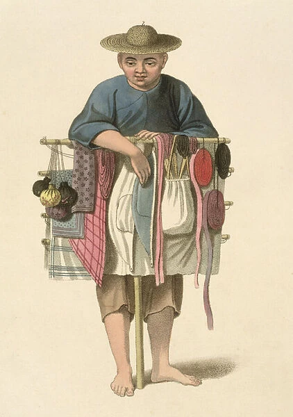 A Pedlar, plate 17 from The Costume of China, engraved by J