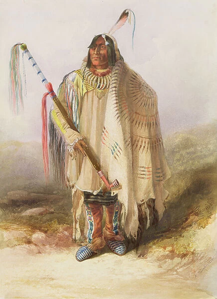 Pehriska-Ruhpa, Hidatsa warrior, 1833-34 (watercolour on paper)