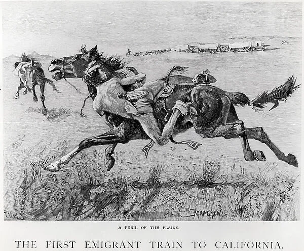 A Peril of the Plains, the First Emigrant Train to California, engraved by F. H. W