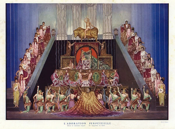 Perpetual Adoration, set and costume designs by Erte, scene from Un Soir de Folie at the Folies Bergere, Paris, 1925 (photo)