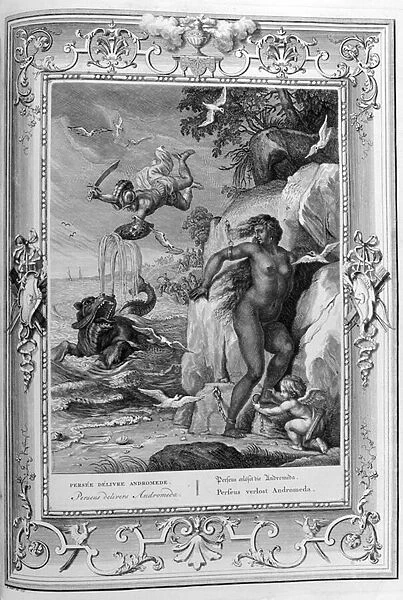Perseus rescues Andromeda, 1733 (engraving)