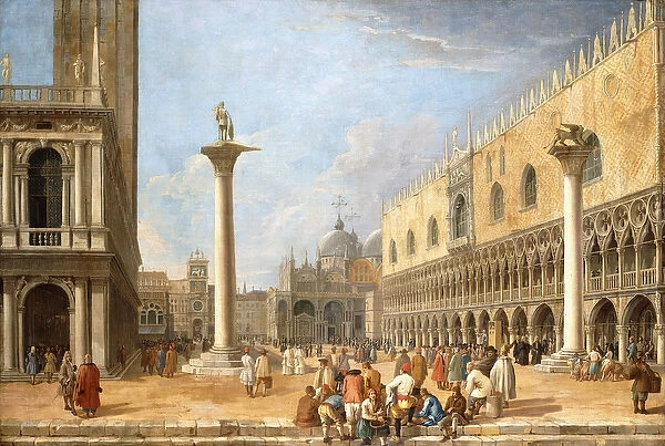 The Piazzetta, Venice, looking towards the Piazza San Marco, (oil on canvas)