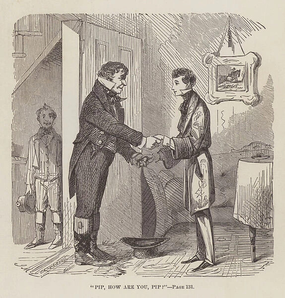 Pip, How are you Pip?, illustration for Great Expectations by Charles Dickens, 1861 (engraving)