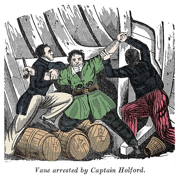 Pirate Charles Vane (1680-1721) is captured by Captain Holford Engraving from '
