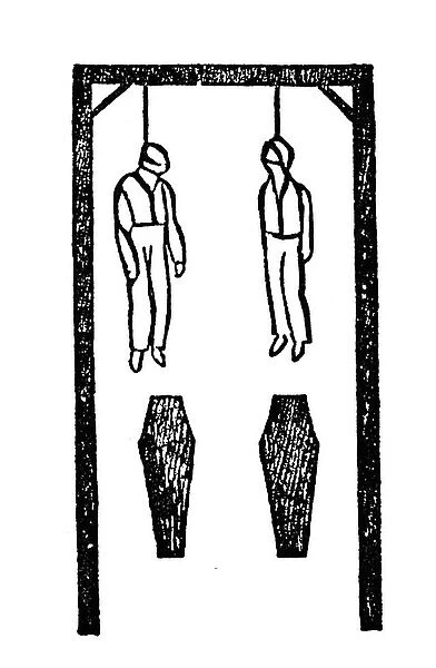 Two pirates hanging, 1831 (drawing)