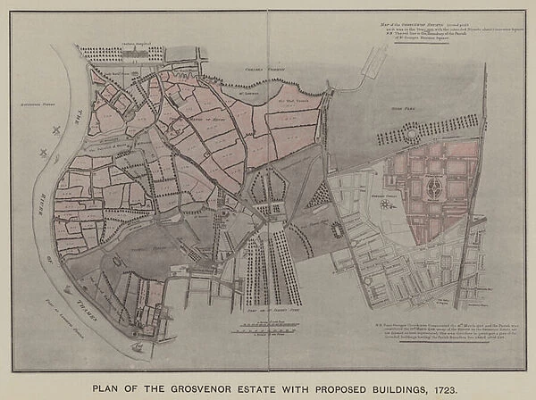 Plan of the Grosvenor Estate with Proposed Buildings, 1723 (engraving)