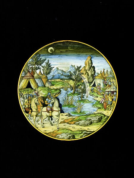Plate with Hannibal sets an ambush, c. 1550-1560 (earthenware)