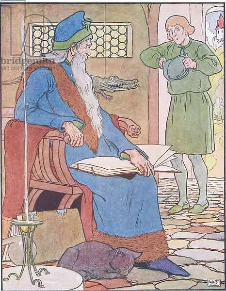 The ploughman meets Merlin (colour litho)