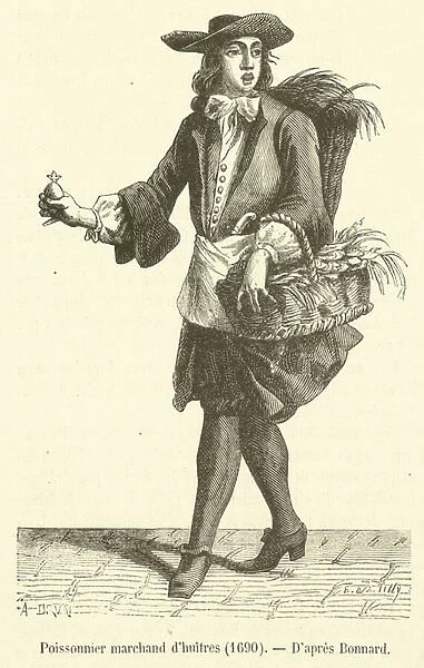 Poissonnier marchand d huitres, 1690 (engraving)
