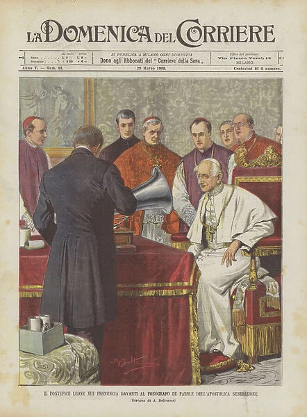 Pope Leo XIII Says In Front Of The Phonograph The Words Of The Apostolic Blessing (colour litho)