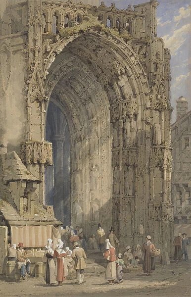 The Porch, Rheims Cathedral, c. 1840 (w  /  c, gouache & ink on paper)