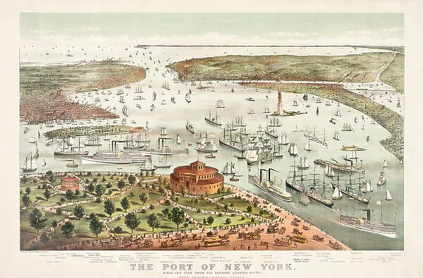 The Port of New York by Currier & Ives, 1892 (colour litho)