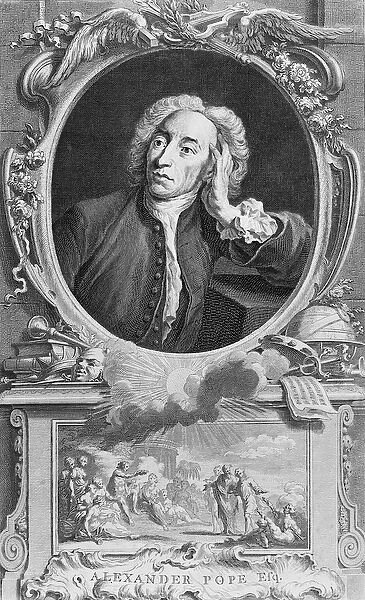 Portrait of Alexander Pope (1688-1744), engraved by Jacobus Houbraken (1698-1780)