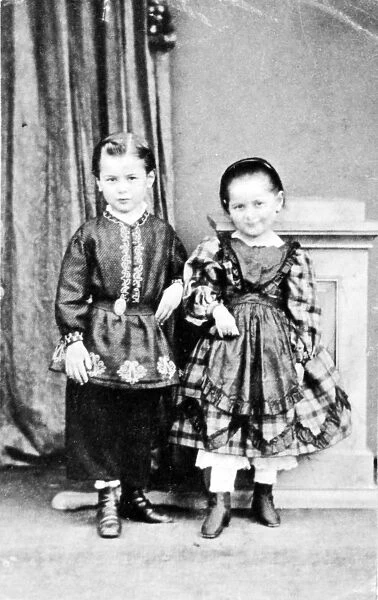 Portrait of a Brother and Sister, c. 1860 (b  /  w photo)