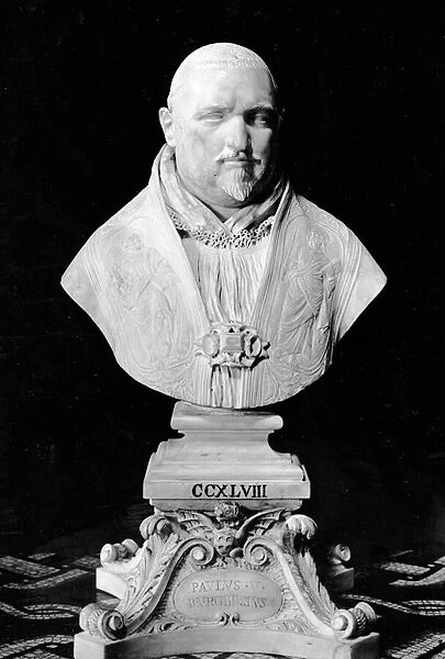 Portrait bust of Pope Paul V (1552-1621) (marble) (b  /  w photo)