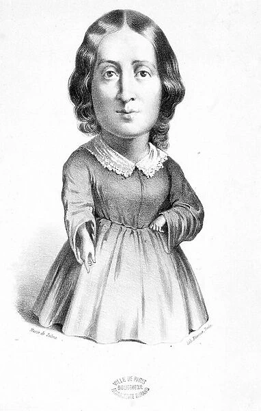 Portrait Charge of George Sand (Aurore Dupin, Baronne Dudevant) (1804-1876) by Mrs. de Solms, 1860