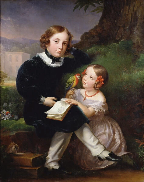 Portrait of the children of Pierre-Jean David d Angers (oil on canvas)