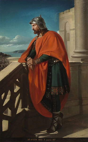 'Portrait du roi wisigoth Ataulf (Athavulf, Atawulf ou Athaulf) (410-415) Peinture de Raimundo de Madrazo y Garreta (1841-1920) 1888 Palais de las Cortes Madrid