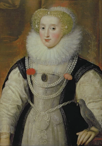 Portrait of an Elizabethan Lady with a Parrot (oil on canvas)