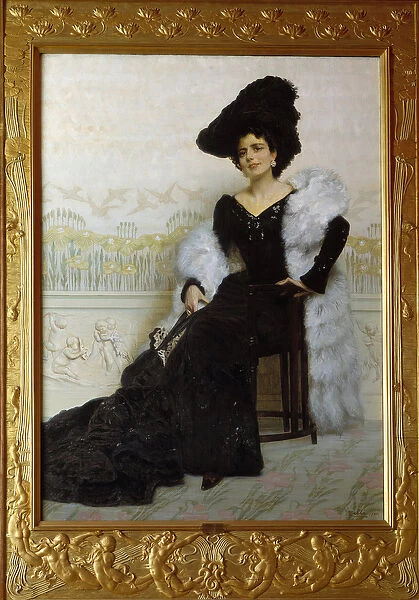 Portrait of Madame Agliano. Painting by Edoardo Gelli (1852-1933), It. 1904