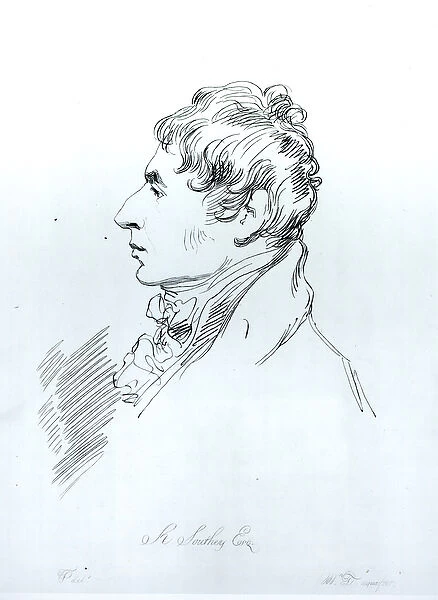 Portrait of Robert Southey (1774-1843) (engraving) (b  /  w photo)