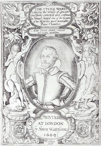 Portrait of Samuel Daniel (engraving) (b  /  w photo)