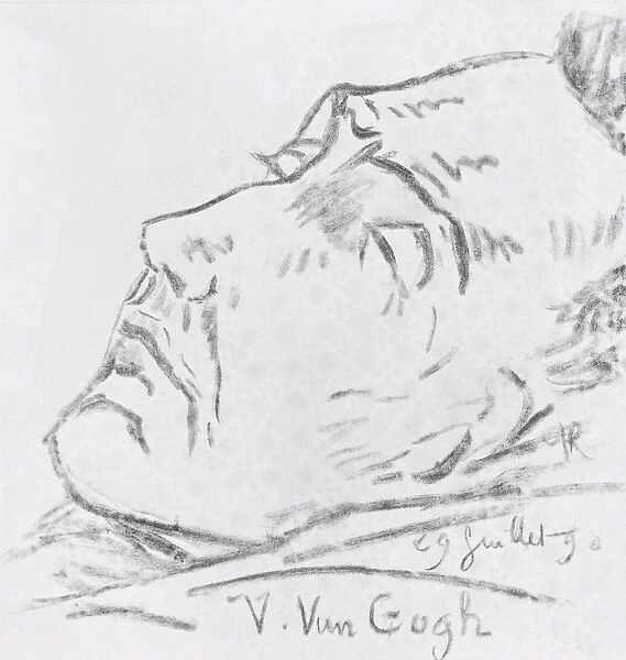 Portrait of Vincent Van Gogh (1853-90) on his deathbed, 29 July 1890 (charcoal on paper)