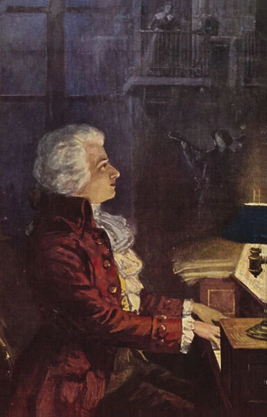 Portrait of Wolfgang Amadeus Mozart (colour litho)