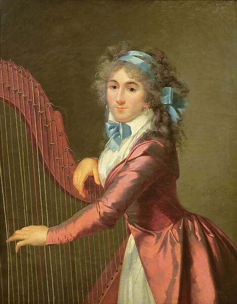 Portrait of a Young Harpist (oil on canvas)