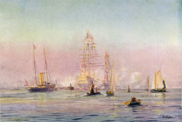 Portsmouth Harbour, 1912 (colour litho)