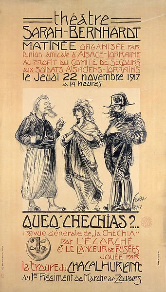 Poster advertising a Benefit Matinee performance at the Sarah Bernhardt Theatre, Paris
