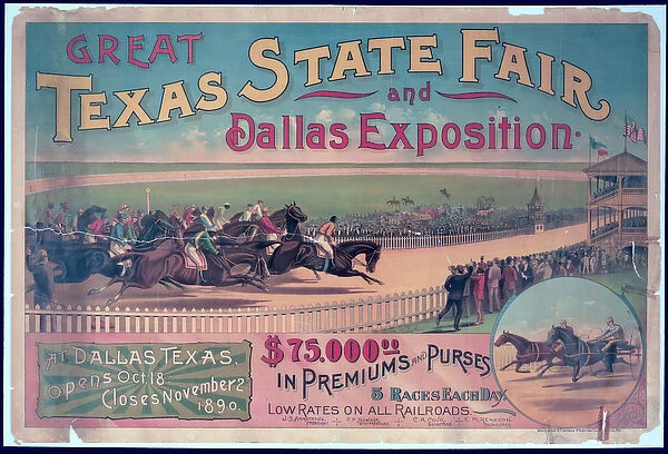Poster for the Texas State Fair and Dallas Exposition of 1890 (colour litho)