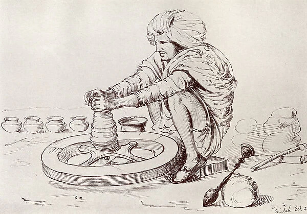 Potters Wheel, Simla, India, from Myths of China and Japan by Donald A